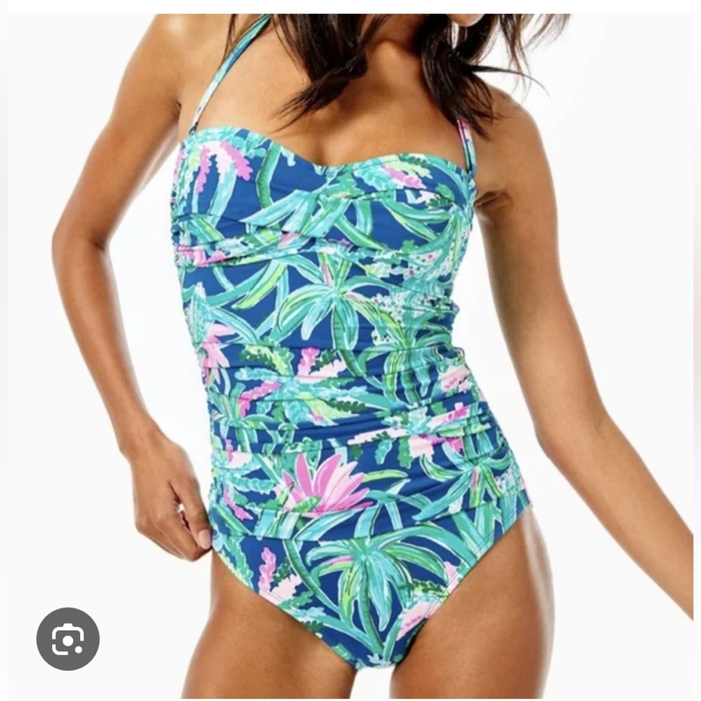 Lilly Pulitzer one piece Flamenco swimsuit in macaw blue sweet escape